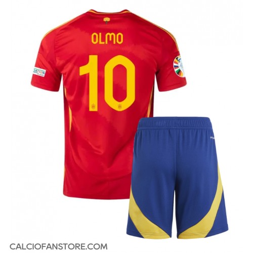 Maglia Calcio Spagna Dani Olmo #10 Prima Divisa Bambino Europei 2024 Manica Corta (+ pantaloncini)